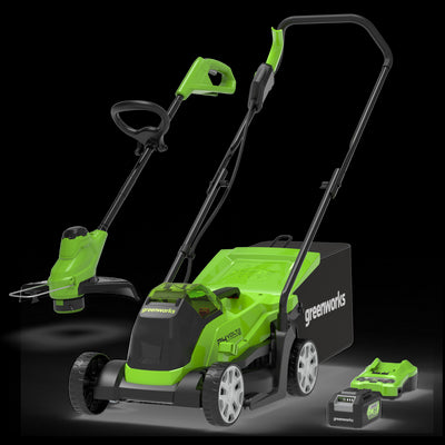 24V Lawn Mower 33cm + Grass Trimmer 25cm Set - 4Ah Battery