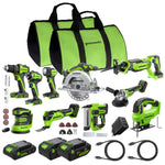 POWERALL 24V 10-Piece Power Tool Combo Set - 3 Batteries