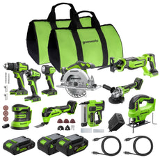 POWERALL 24V 10-Piece Power Tool Combo Set - 3 Batteries