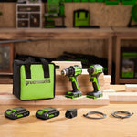 24V Drill Driver 45Nm + Impact Driver 220Nm Set - 2x 2Ah Batteries