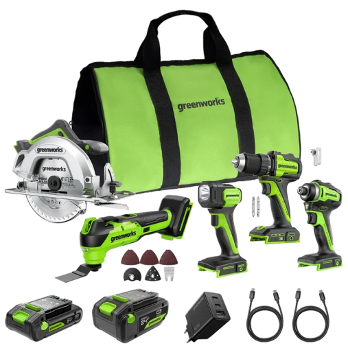 POWERALL 24V 5-Piece Power Tool Combo Set - 2 Batteries