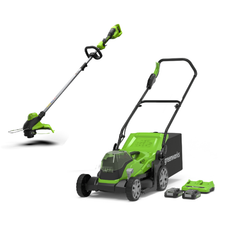 2x24V Lawn Mower 36cm + Grass Trimmer 33cm Set