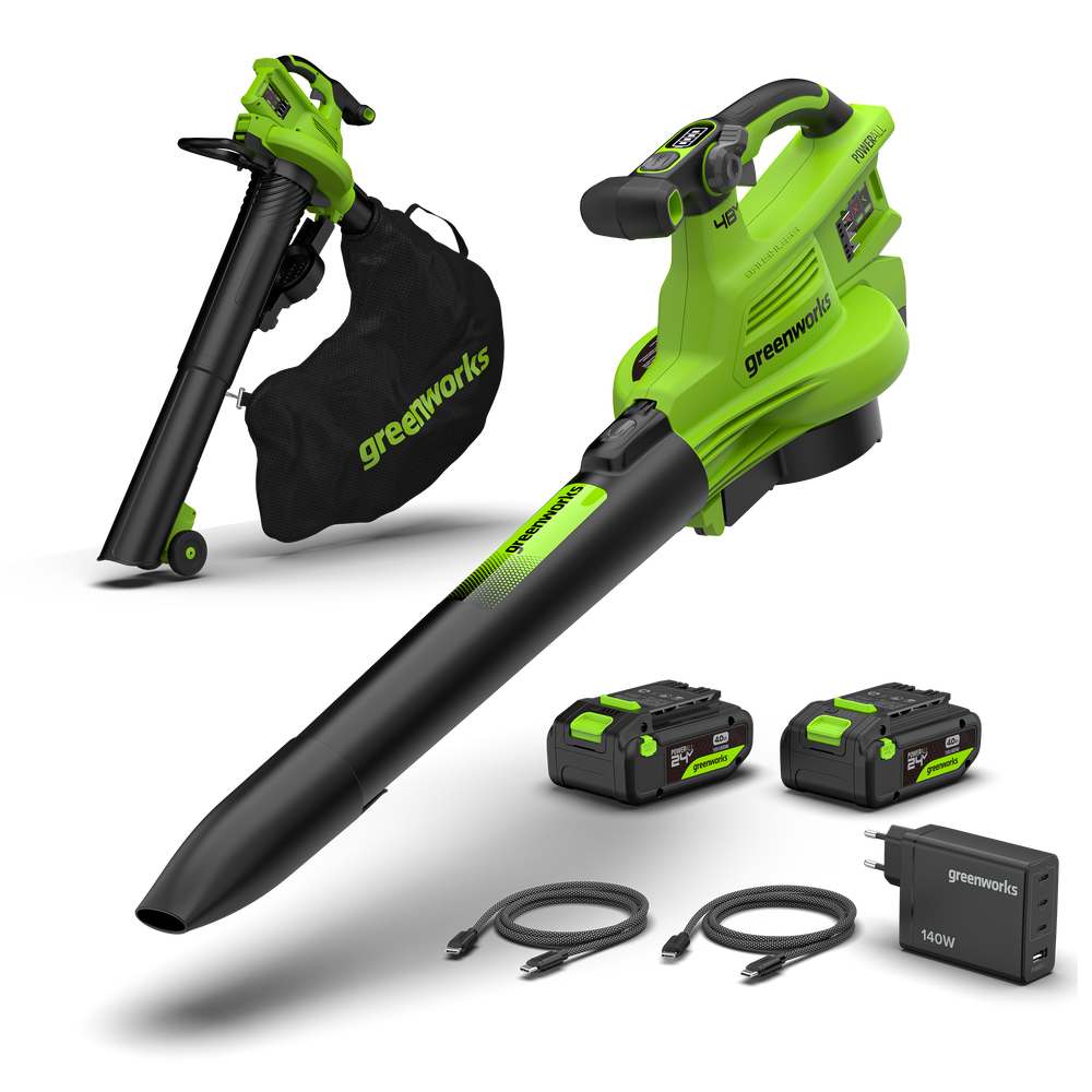 48V (24V x 2) Leaf Blower / Vacuum 386 km/h Gen. II - 2x 4Ah Battery