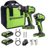 24V Drill Driver 45Nm + Impact Driver 220Nm Set - 2x 2Ah Batteries