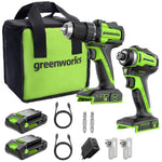 POWERALL 24V Drill Driver + Impact Driver Set - 2x 2Ah Batteries