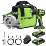 POWERALL 24V Drill Driver + Circular Saw Set - 2x 2Ah Batteries