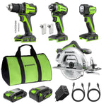 POWERALL 24V 4-Piece Power Tool Combo Set - 2 Batteries