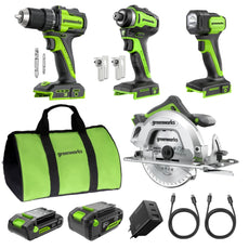 POWERALL 24V 4-Piece Power Tool Combo Set - 2 Batteries