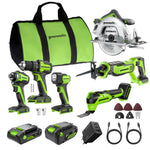 POWERALL 24V 6-Piece Power Tool Combo Set - 2 Batteries