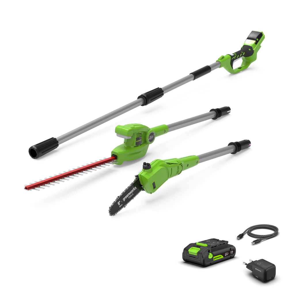24V Pole Saw & Hedge Trimmer - 2Ah Battery