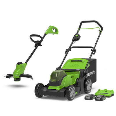 2x24V Lawn Mower 41cm + Grass Trimmer 25cm Set