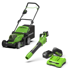 24V+24V Lawn Mower 41cm + Leaf Blower 217 km/h Set