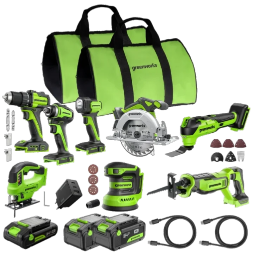 POWERALL 24V 8-Piece Power Tool Combo Set - 3 Batteries