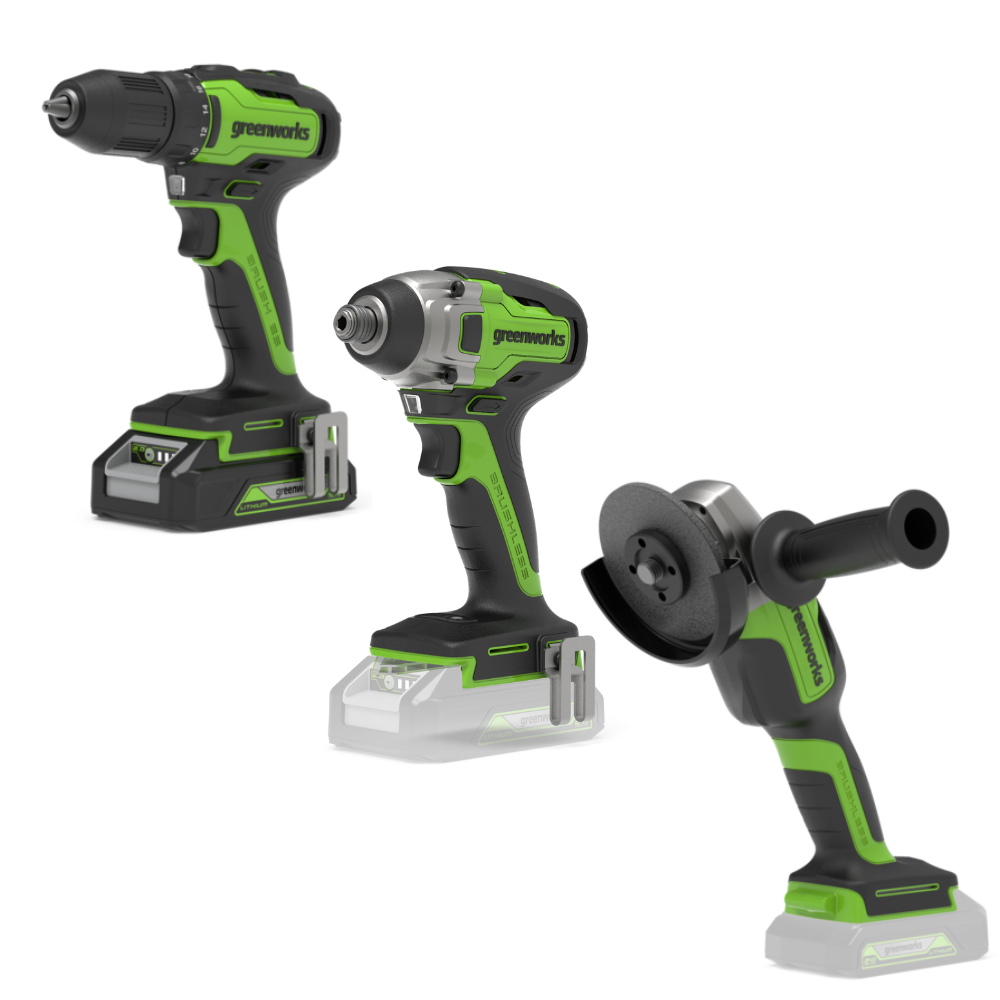 POWERALL 24V Drill + Impact Wrench + Angle Grinder Set