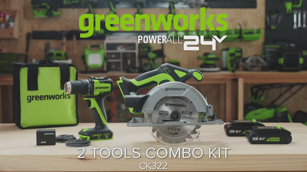POWERALL 24V Drill Driver + Circular Saw Set - 2x 2Ah Batteries