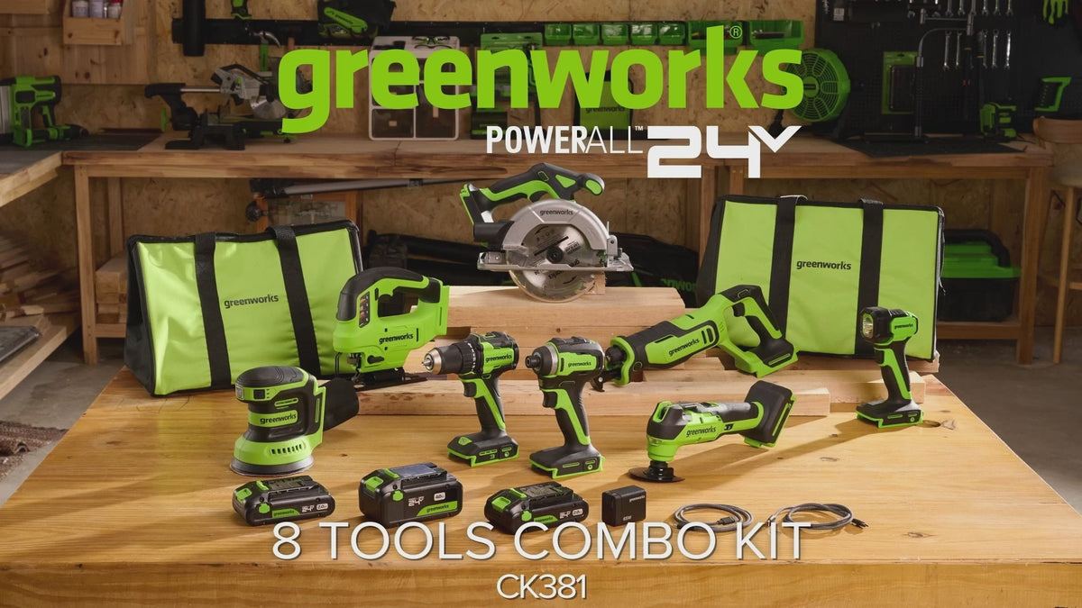 POWERALL 24V 8-Piece Power Tool Combo Set - 3 Batteries
